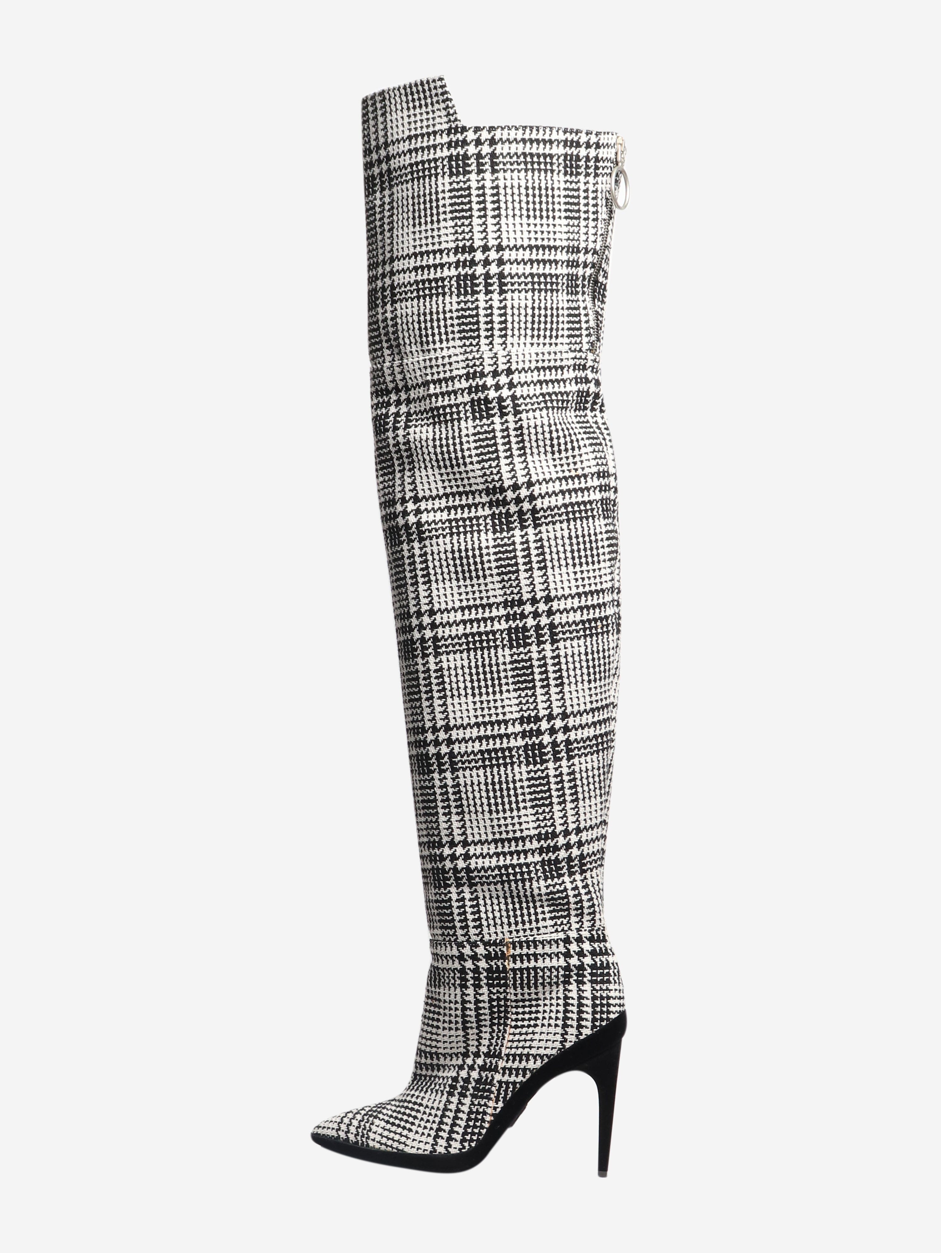 Black tartan knee-high boots - size EU 39 (UK 6) Boots Off White 