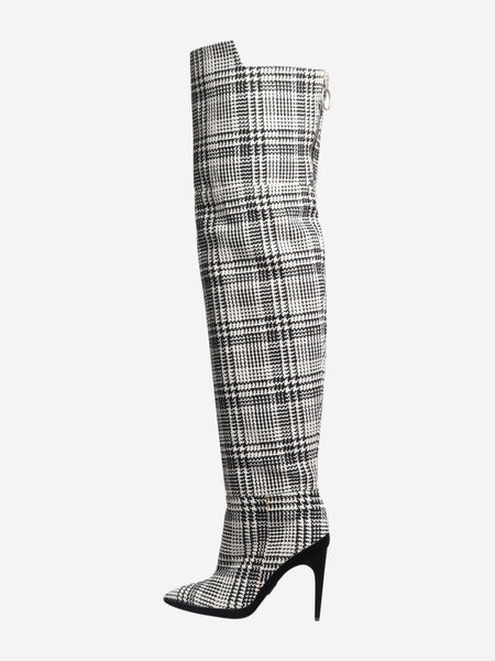 Black tartan knee-high boots - size EU 39 (UK 6) product image