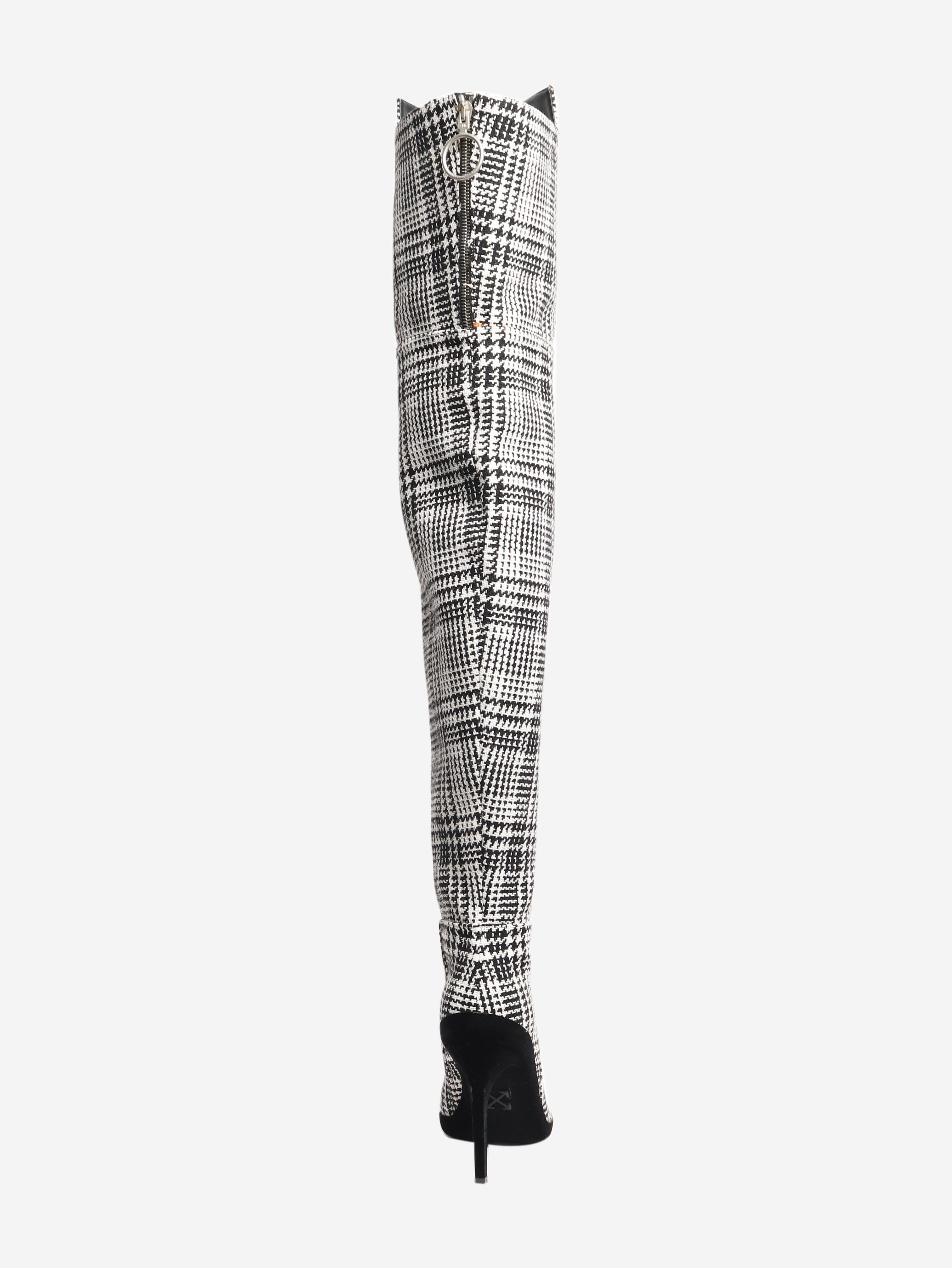 Black tartan knee-high boots - size EU 39 (UK 6) Boots Off White 