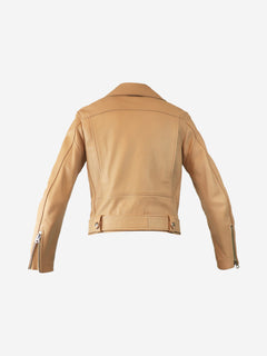 Neutral leather biker jacket - size UK 8 Coats & Jackets Acne Studios 
