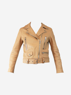 Neutral leather biker jacket - size UK 8 Coats & Jackets Acne Studios 