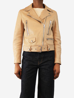 Neutral leather biker jacket - size UK 8 Coats & Jackets Acne Studios 