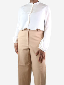 Bamford Cream silk crepe blouse - size UK 14