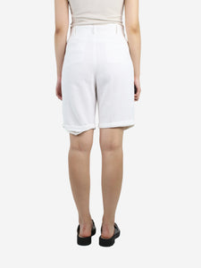 Amina Rubinacci White belted high-waisted shorts - size UK 8