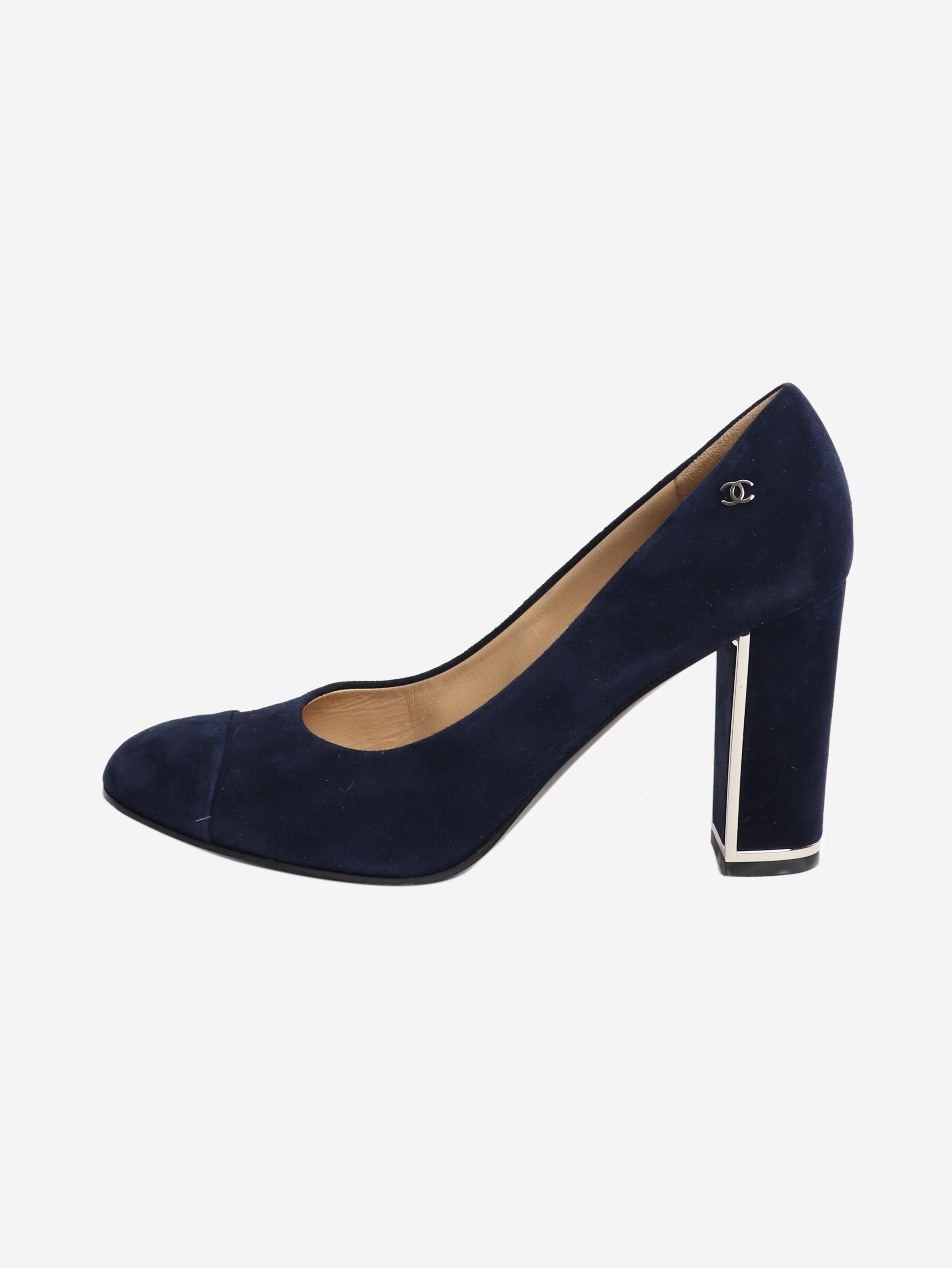 Navy suede pumps - size EU 39.5 Heels Chanel 