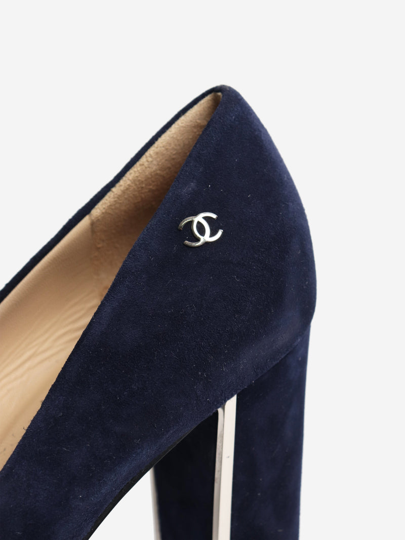 Navy suede pumps - size EU 39.5 Heels Chanel 