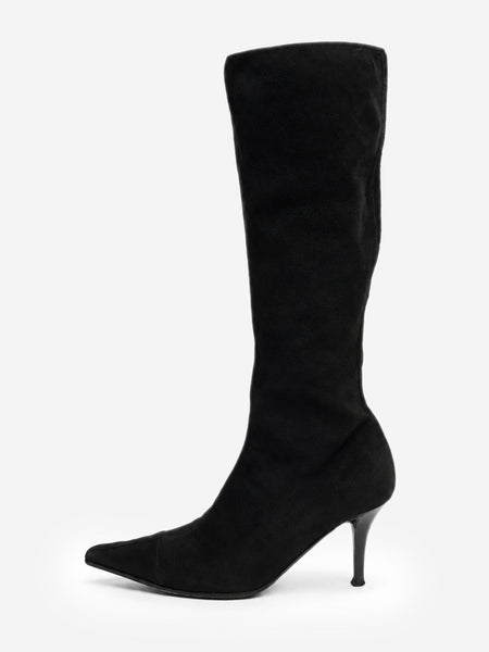 Black suede knee-high boots - size EU 35.5 product image