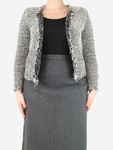 Iro Black and white tweed fringed jacket - size UK 12