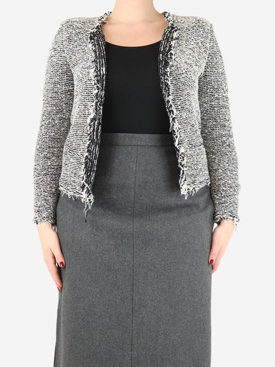 Black and white tweed fringed jacket - size UK 12 Coats & Jackets Iro 