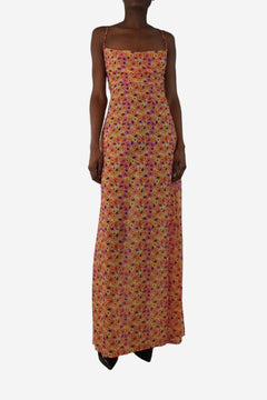 Bananhot Orange and pink sleeveless floral dress - size XS Dresses Bananhot 