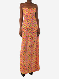 Bananhot Bananhot Orange and pink sleeveless floral dress - size XS