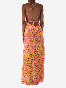 Bananhot Bananhot Orange and pink sleeveless floral dress - size XS