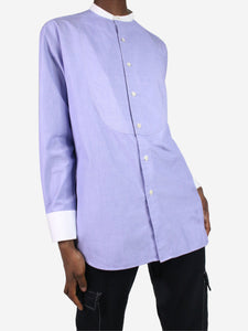 Sebline Blue tailored shirt with white detailing - size FR 40