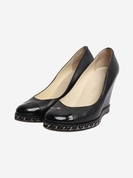 Black leather wedge pumps - size EU 39 alternate image