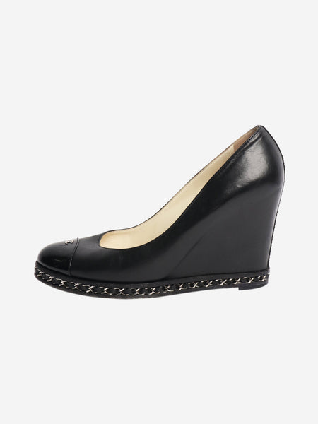 Black leather wedge pumps - size EU 39 product image