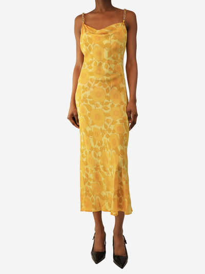 Yellow silk floral slip dress - size S Dresses Olivia Von Halle 