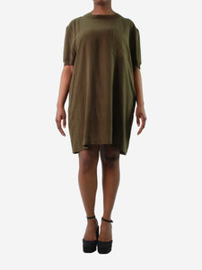 Margaret Howell Khaki short-sleeved pocket dress - size UK 14