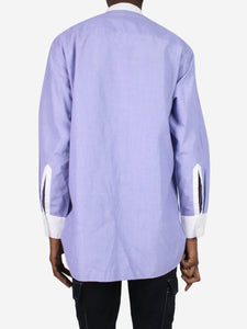 Sebline Blue tailored shirt with white detailing - size FR 40