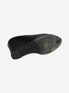 Black leather wedge pumps - size EU 39 Heels Chanel 