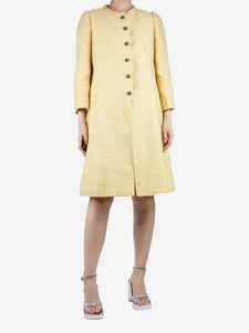 Dolce & Gabbana Yellow jacquard dress and coat set - size UK 12