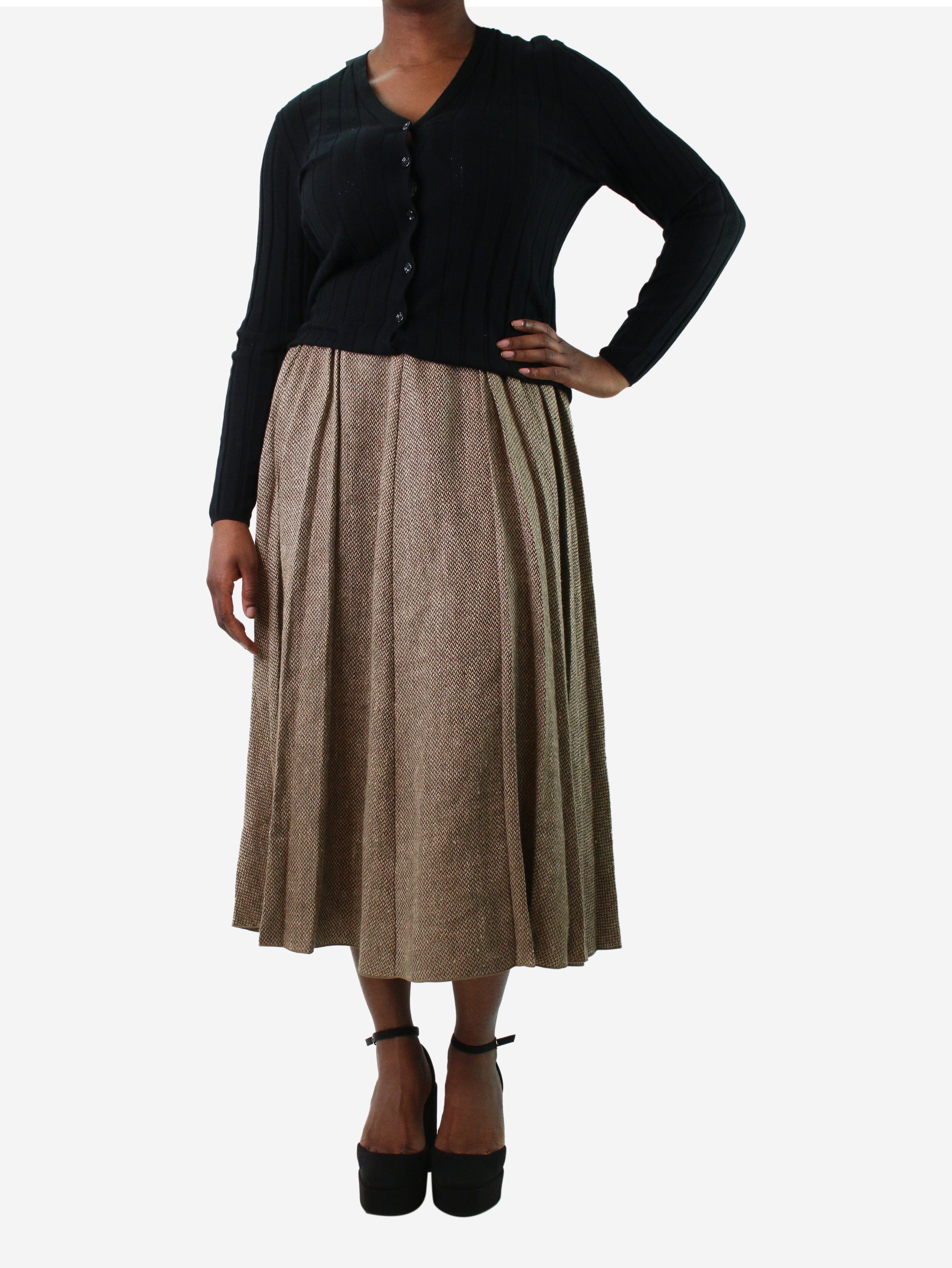 Brown pleated linen-blend skirt - size UK 12 Skirts Ralph Lauren 