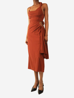 Rust Le Raphia draped midi dress - size UK 6 Dresses Jacquemus 