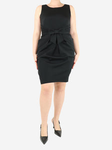 Luisa Spagnoli Black sleeveless bow midi dress - size UK 12