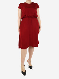 Isabel Marant Etoile Dark red gathered-waist midi dress - size UK 14