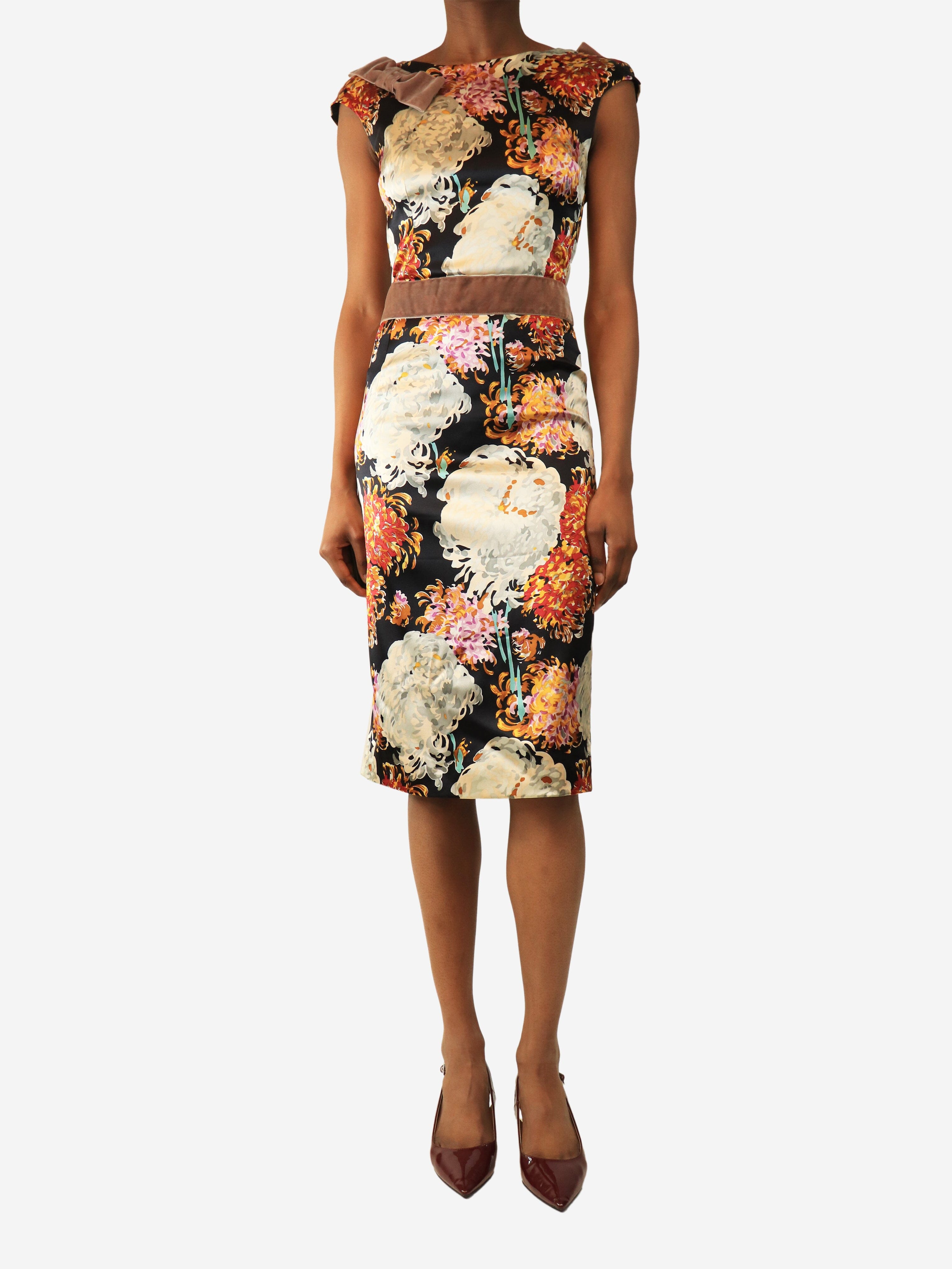 Multicolour sleeveless silk printed midi dress - size UK 8 Dresses Dolce & Gabbana 