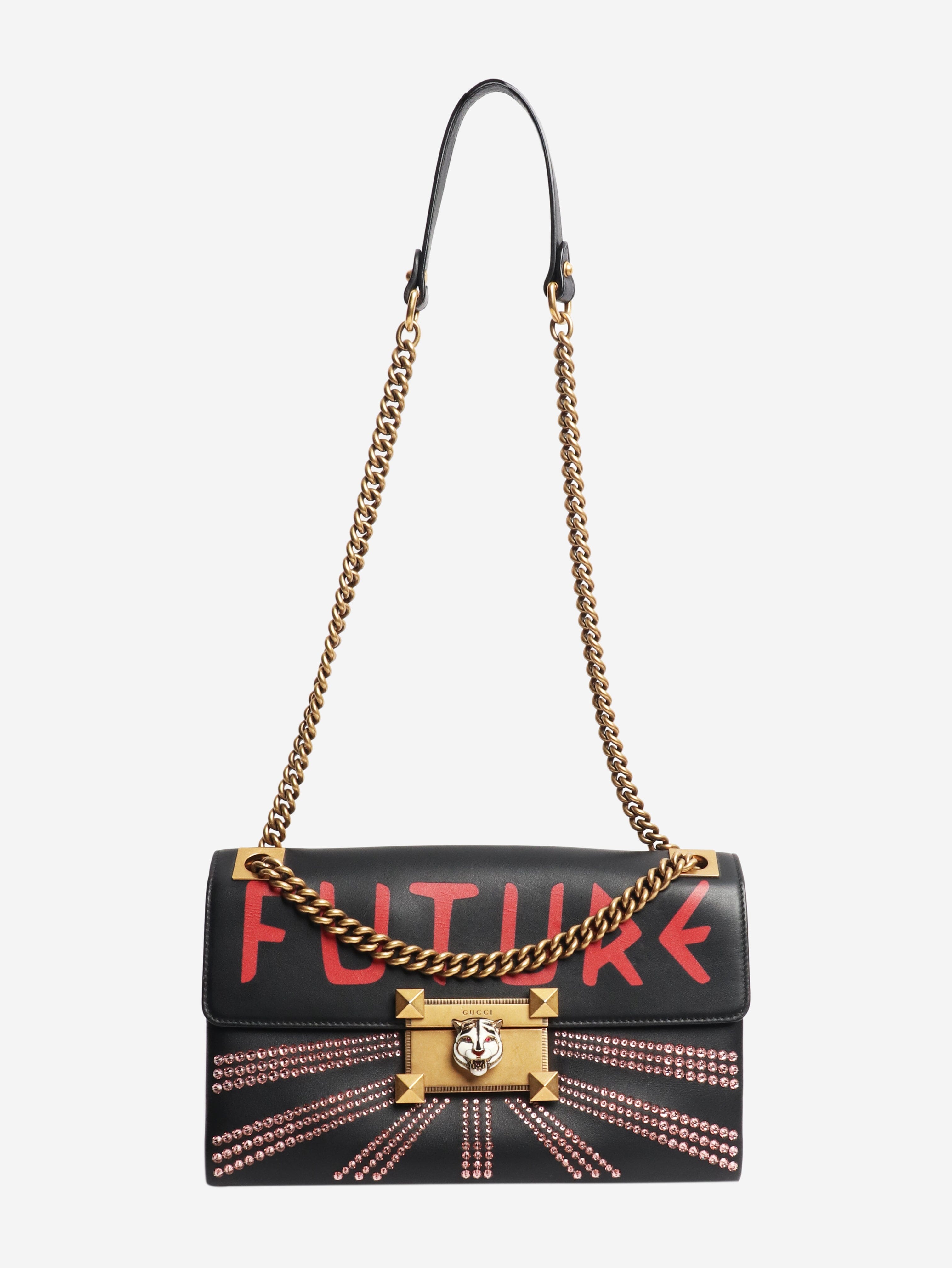Black bejewelled Future leather chain shoulder bag Shoulder bags Gucci 