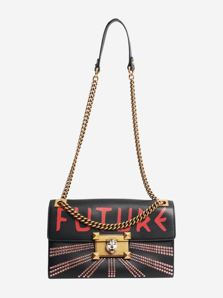 Black bejewelled Future leather chain shoulder bag alternate image