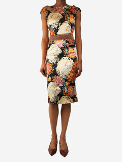 Multicolour sleeveless silk printed midi dress - size UK 8 Dresses Dolce & Gabbana 