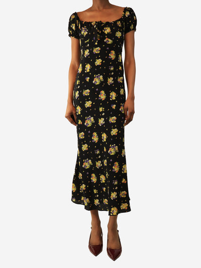 Black floral printed midi dress - size UK 8 Dresses Alessandra Rich 