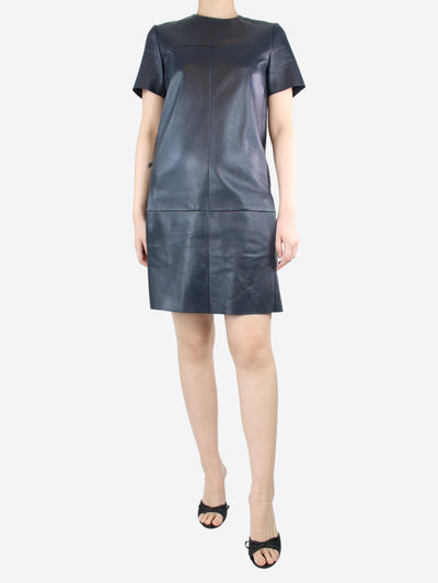 Blue short-sleeved leather dress - size UK 12 Dresses Celine 
