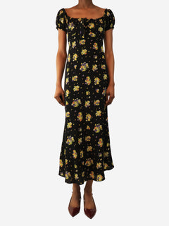 Black floral printed midi dress - size UK 8 Dresses Alessandra Rich 