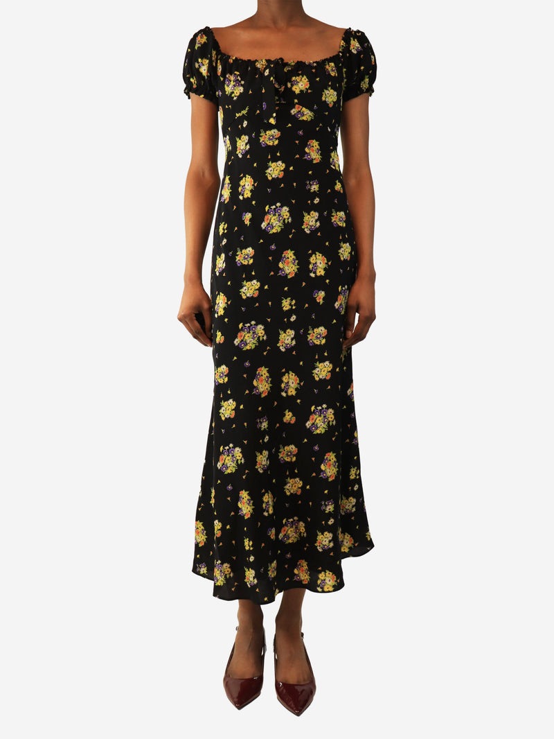 Black floral printed midi dress - size UK 8 Dresses Alessandra Rich 