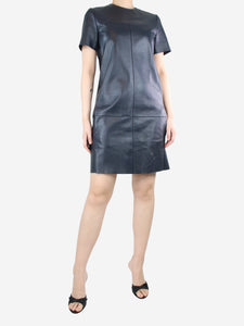 Celine Blue short-sleeved leather dress - size UK 12