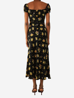 Black floral printed midi dress - size UK 8 Dresses Alessandra Rich 