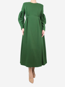 Emilia Wickstead Green gathered crepe dress - size UK 12