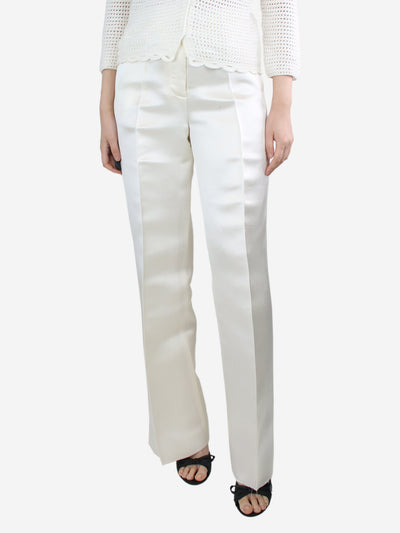 Cream silk wide-leg trousers - size UK 10 Trousers The Row 