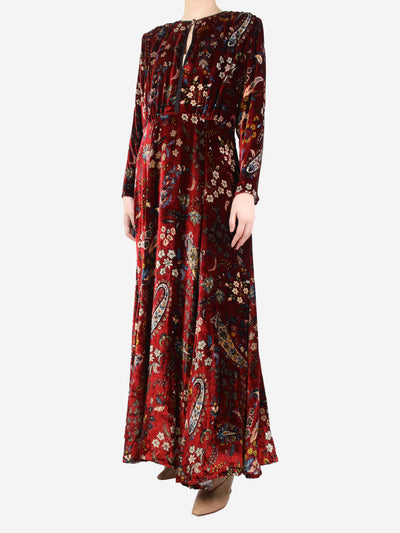 Red floral velvet dress - size UK 14 Dresses Etro 