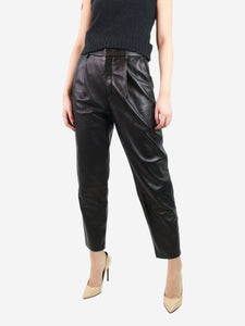 Anine Bing Black high-rise cut leather trousers - size UK 12
