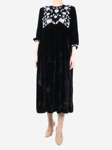 Muzungu Sisters Black velvet embroidered dress - size M