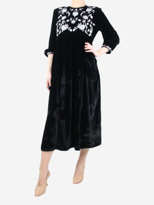 Muzungu Sisters Black velvet embroidered dress - size M