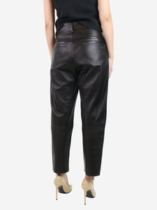 Anine Bing Black high-rise cut leather trousers - size UK 12
