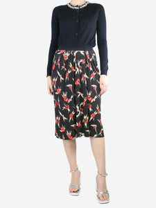 Isabel Marant Black floral-printed midi skirt - size UK 8