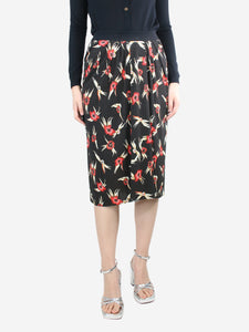 Isabel Marant Black floral-printed midi skirt - size UK 8