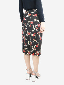 Isabel Marant Black floral-printed midi skirt - size UK 8