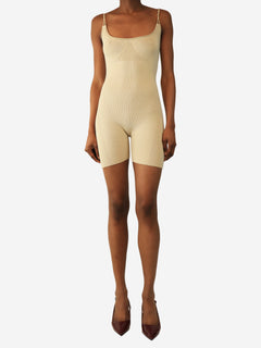 Beige ribbed knit playsuit - size UK 8 Dresses Jacquemus 