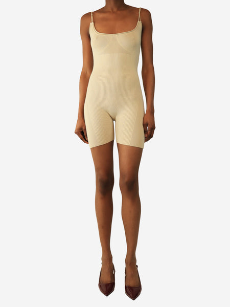 Beige ribbed knit playsuit - size UK 8 product image